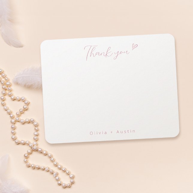 Tarjeta Pequeña Elegante Pastel De Mano Rosa Dibujado Bow Gracias (Elegant Pastel Pink Hand Drawn Bow Thank You Note Card)