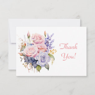 Tarjeta Pequeña Elegante Pastel Floral Bouquet Gracias Flat