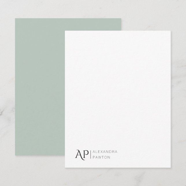 Tarjeta Pequeña Elegante Pastel Green Nombre personalizado persona (Anverso / Reverso)