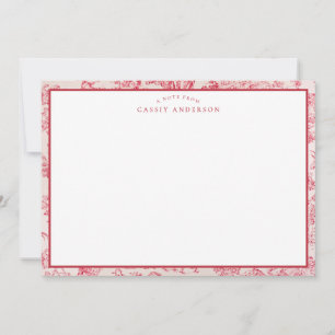 Tarjeta Pequeña Elegante patrón de tela rosa de Jouy francés vinta