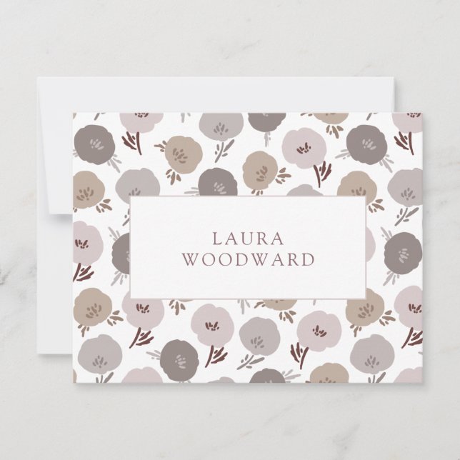 Tarjeta Pequeña Elegante patrón floral moderno personalizado (Anverso)