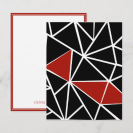Tarjeta Pequeña Elegante patrón geométrico negro y rojo