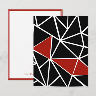 Tarjeta Pequeña Elegante patrón geométrico negro y rojo