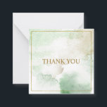 Tarjeta Pequeña Elegante personalizable verde pastel "Gracias"<br><div class="desc">Elegantes tarjetas de papel color agua verde pastel con una plantilla de marco y personalizable de color oro simple en la parte delantera para "Gracias" y mensaje personal y dirección de nombre en la parte posterior. Dejar en blanco una nota manuscrita. Ideal para bodas, notas de la empresa, mensajes de...</div>
