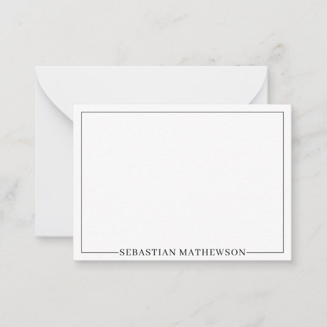 Tarjeta Pequeña Elegante personalizada Mínimo Negro y Blanco (Anverso)