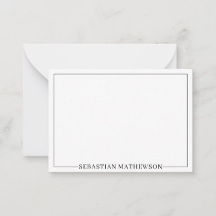 Tarjeta Pequeña Elegante personalizada Mínimo Negro y Blanco