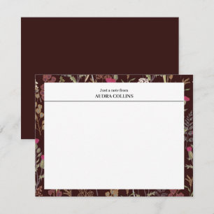 Tarjeta Pequeña Elegante Personalizado Burgundy Flower Pattern Sal