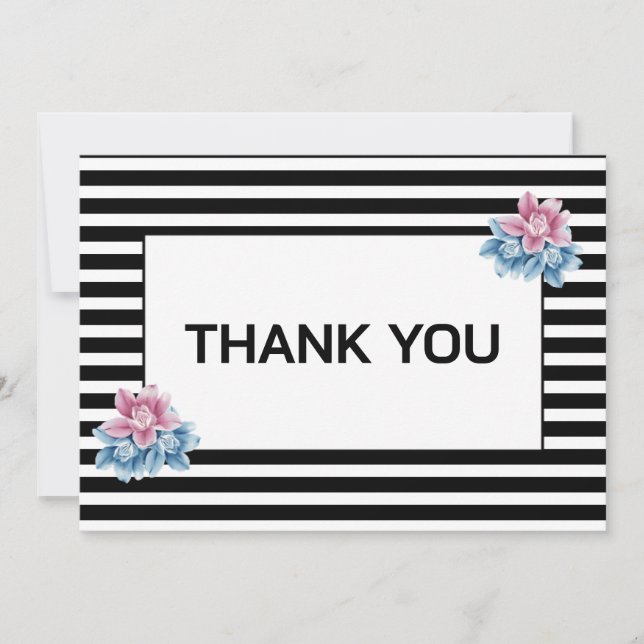 Tarjeta Pequeña Elegante personalizado floral moderno a rayas grac (Anverso)