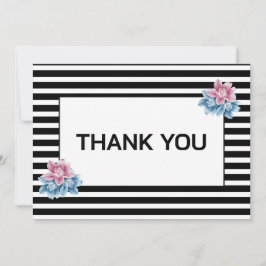 Tarjeta Pequeña Elegante personalizado floral moderno a rayas grac