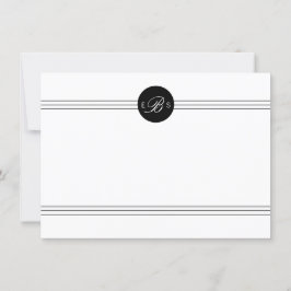 Tarjeta Pequeña Elegante Personalizado Monograma Blanco Negro Stat