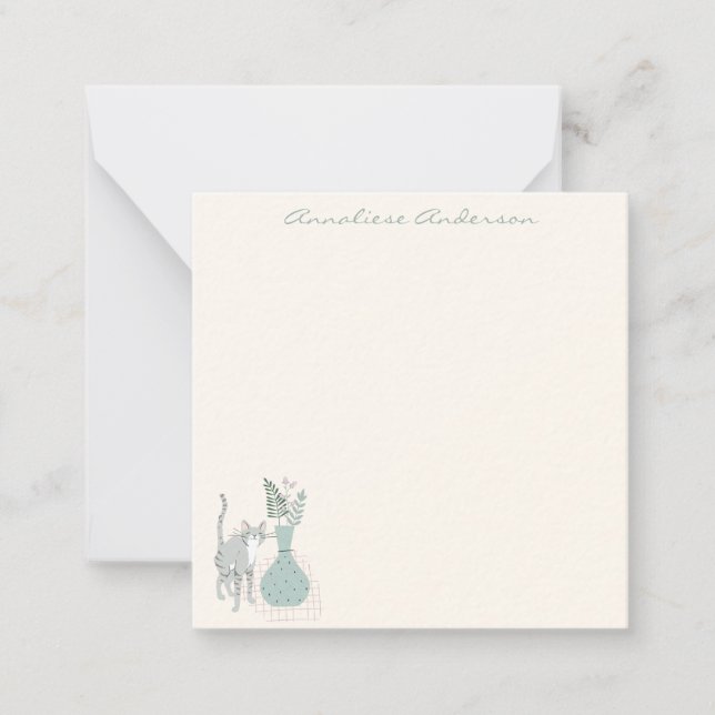 Tarjeta Pequeña Elegante Personalizado Pastel de Ilustracion Botán (Anverso)