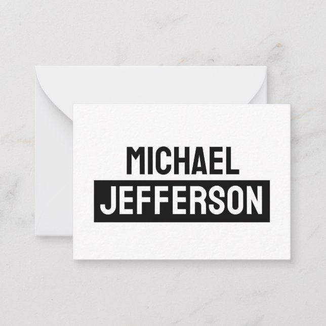 Tarjeta Pequeña Elegante Personalizado personalizado blanco negro (Anverso)
