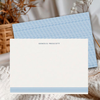 Tarjeta Pequeña Elegante Personalizado Raya Azul Polvoriento