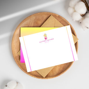 Tarjeta Pequeña Elegante piña en rosa y carta de oro