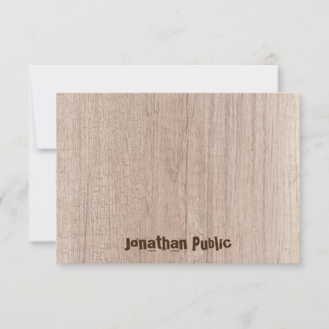 Tarjeta Pequeña Elegante Placa de Madera Aspecto Plank Guión manus (Anverso)