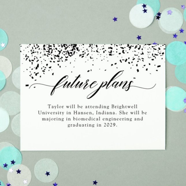 Tarjeta Pequeña Elegante plan futuro de graduación de Confetti Neg (Subido por el creador)