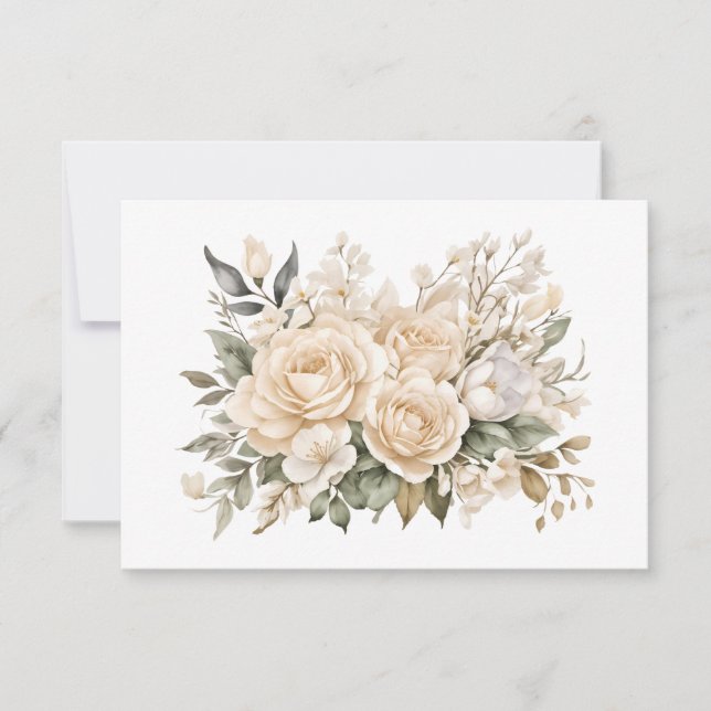 Tarjeta Pequeña Elegante plano floral fuera de blanco (Anverso)