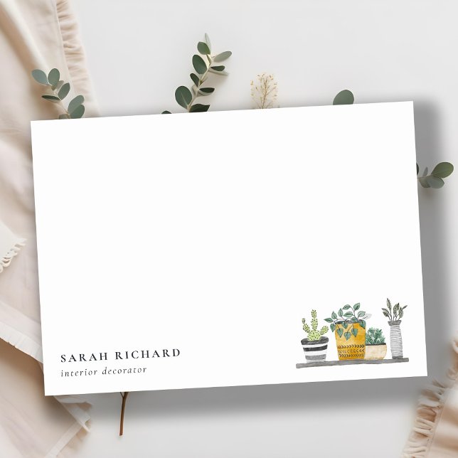 Tarjeta Pequeña Elegante Planta de Casa Pott Acuarela Botánica (Subido por el creador)