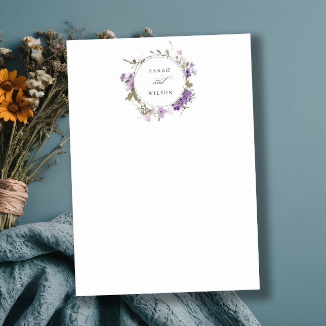 Tarjeta Pequeña Elegante pradera rústica Lilac Floral Wreath Boda (Subido por el creador)