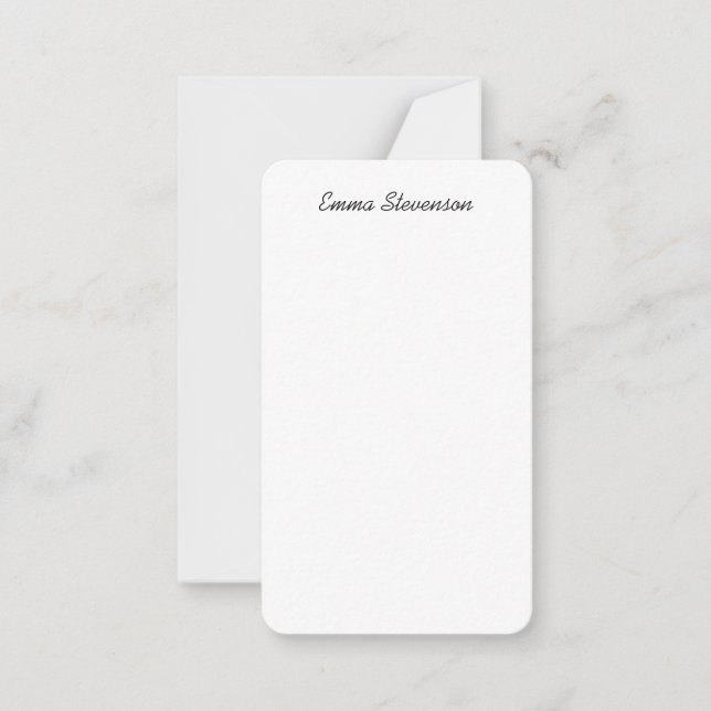 Tarjeta Pequeña Elegante profesional de escritura a mano en blanco (Anverso)