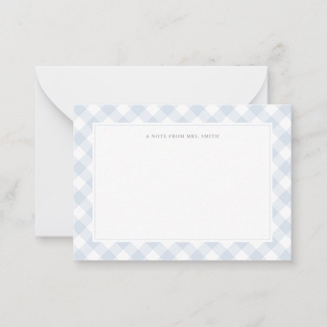 Tarjeta Pequeña Elegante profesor de plástico azul de Gingham (Anverso)