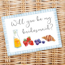 Elegante propuesta de Bridesmaid Blue Gingham Brun