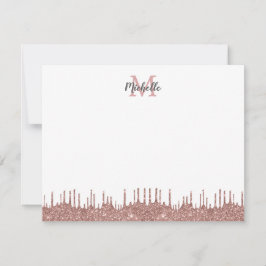 Tarjeta Pequeña Elegante Purpurina rosado Nombre Monogramado