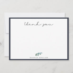 Tarjeta Pequeña Elegante rama botánica Marina Azul Gracias