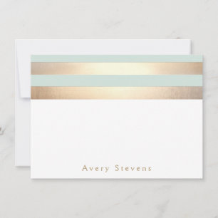 Tarjeta Pequeña Elegante rayas de oro azul claro personalizado