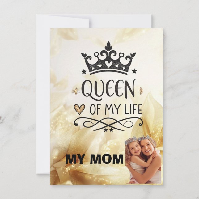 Tarjeta Pequeña Elegante Reina de mi Vida - mi mamá (Anverso)