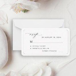 Tarjeta Pequeña Elegante respuesta de presupuesto de boda en blanc