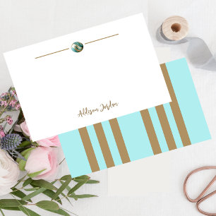 Tarjeta Pequeña Elegante Resumen Oro y Orb Verde azulado