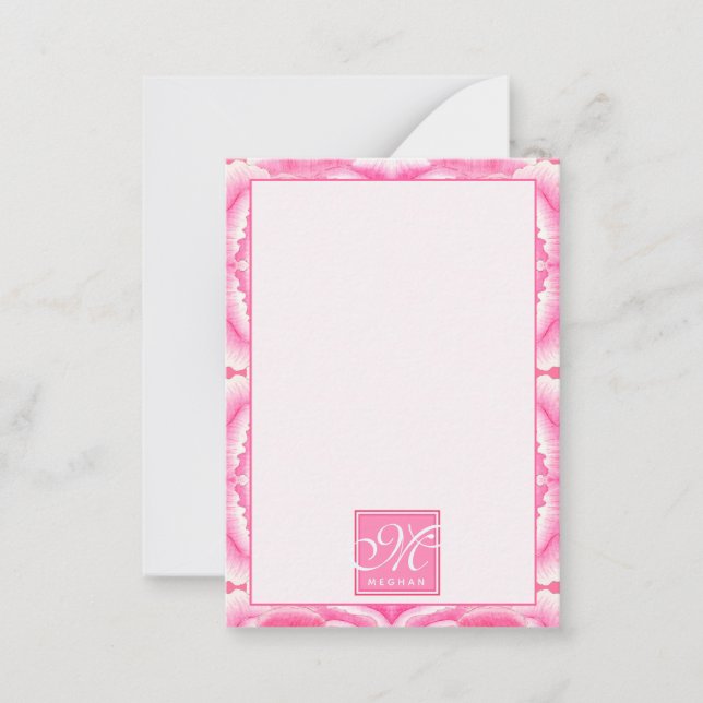 Tarjeta Pequeña Elegante Resumen Patrón de tinte rosado (Anverso)