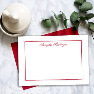 Tarjeta Pequeña Elegante rojo y blanco personalizado