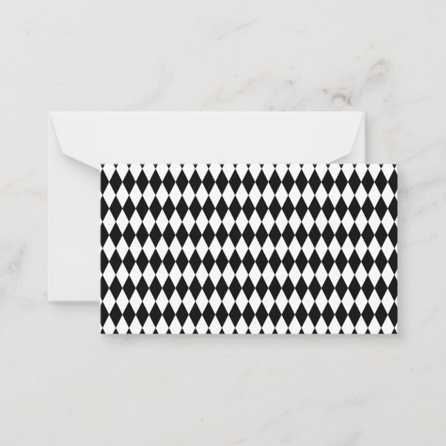 Tarjeta Pequeña Elegante Rombos Geométricos del Harlequin Blanco N (Anverso)