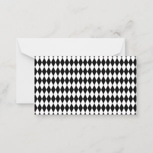 Tarjeta Pequeña Elegante Rombos Geométricos del Harlequin Blanco N