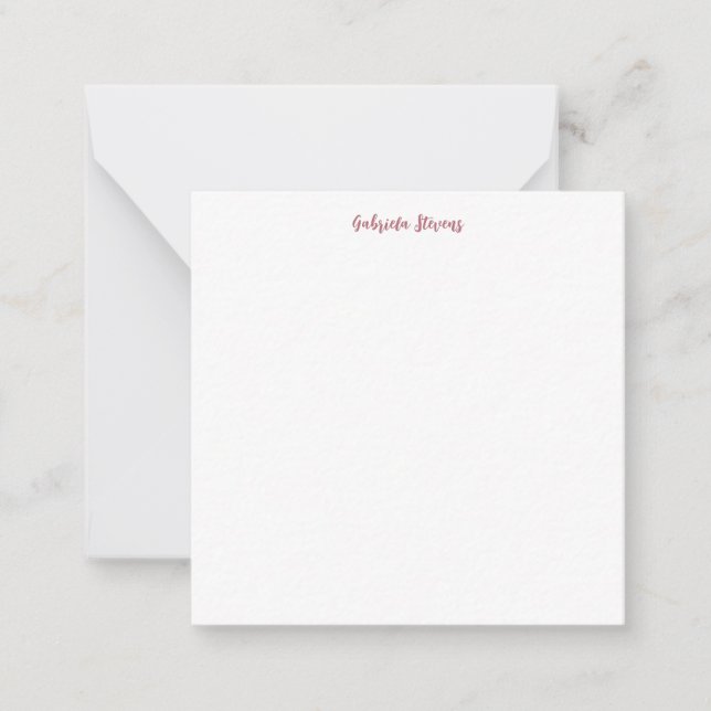 Tarjeta Pequeña Elegante Rosa caligrafía de oro Nombre blanco (Anverso)