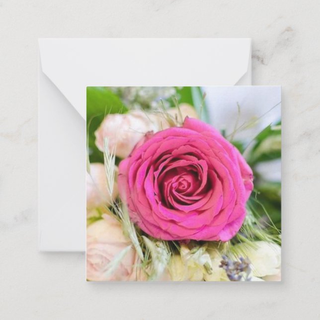 Tarjeta Pequeña Elegante Rosa de jardín rosado Flor floral (Reverso)