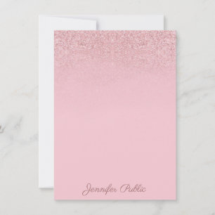 Tarjeta Pequeña Elegante Rosa de moda Gold Caligrafiado Textos