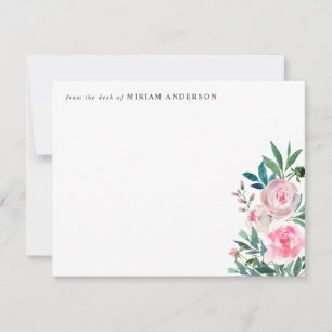 Tarjeta Pequeña Elegante Rosa floral rosada de color amarillo