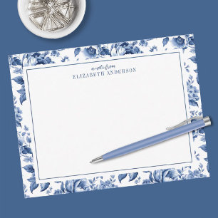 Tarjeta Pequeña Elegante Rosa Floral Vintage Azul Blanco