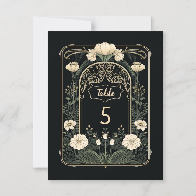 Tarjeta Pequeña Elegante Rótulo Art Nouveau Floral Table (Anverso)