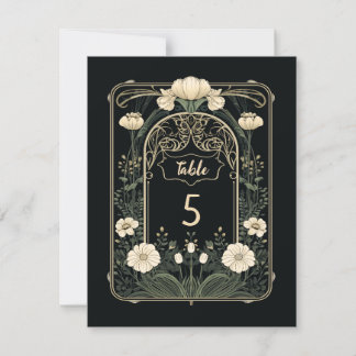 Tarjeta Pequeña Elegante Rótulo Art Nouveau Floral Table
