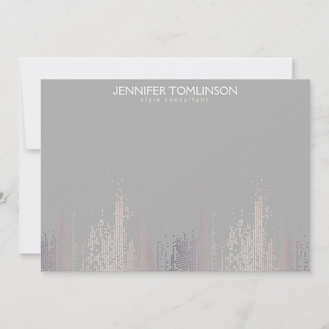 Tarjeta Pequeña Elegante Rubor Confetti Rain Pattern Gray Notecard (Anverso)