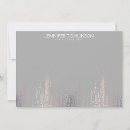 Tarjeta Pequeña Elegante Rubor Confetti Rain Pattern Gray Notecard