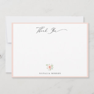Tarjeta Pequeña Elegante Rubor Pink Floral Gracias