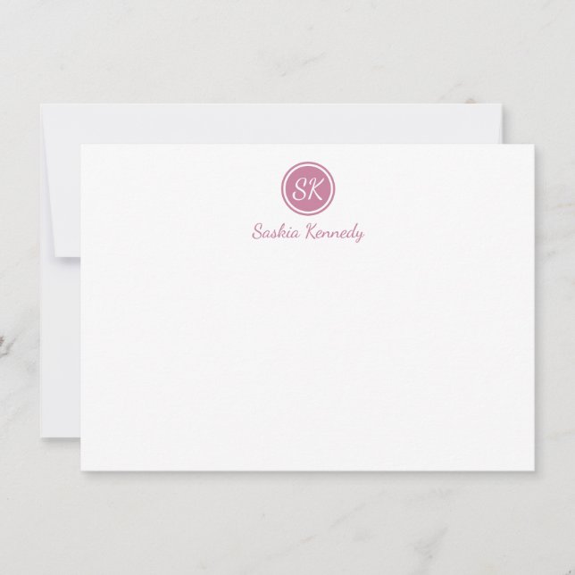 Tarjeta Pequeña Elegante Rubor Script Monograma Profesional (Anverso)
