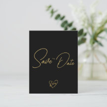 Elegante Rustic Wood Black and Shiny Save the Date