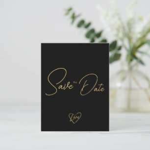 Tarjeta Pequeña Elegante Rustic Wood Black and Shiny Save the Date