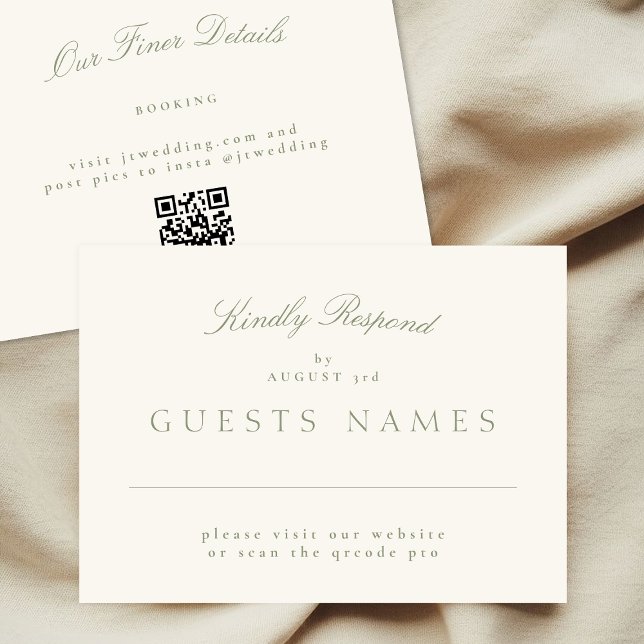 Tarjeta Pequeña Elegante Sage Green Boda QR CÓDIGO RSVP (Subido por el creador)